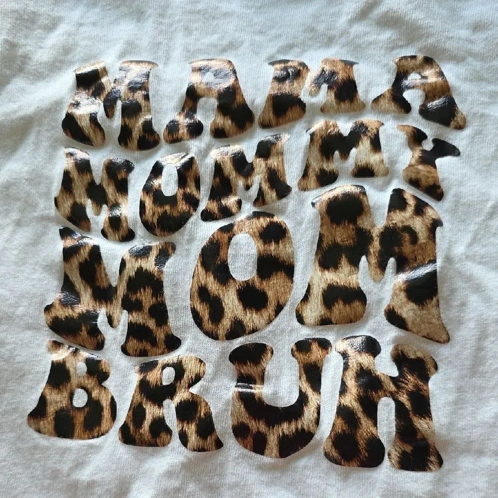 Port and Company Kids' White Long Sleeve Tee with Leopard Print - Picture 3 of 4